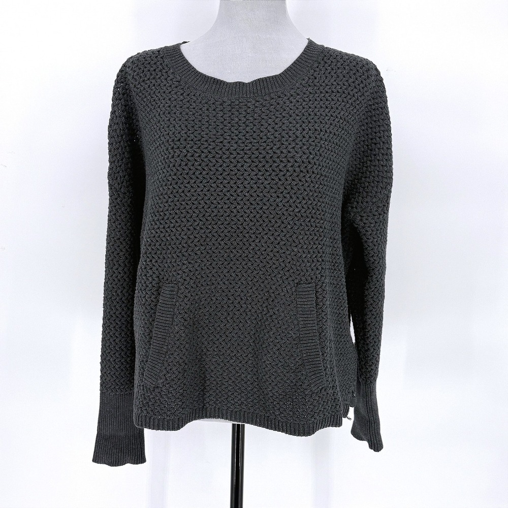 Carbon 2 Cobalt Women's Gray Textured Chunky Knit Pocket Sweater Size S